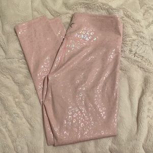 Zyia pink unicorn leopard light n tight leggings 7/8